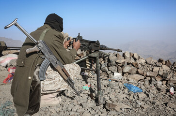 Soldier fighting in the ranks of the legitimate army against Al-Houthi militia in the West of Taiz...