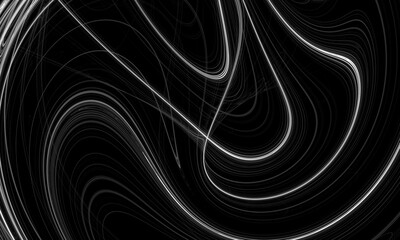 Abstract white glowing curves over black. Artistic composition and minimal background.
