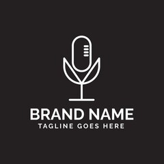 Cup MIcrophone Logo Design Template For Multi-Purpose Use