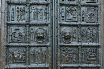 magdeburg gate of st. sophia cathedral in veliky novgorod