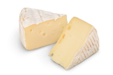 Camembert cheese isolated on white background with clipping path and full depth of field