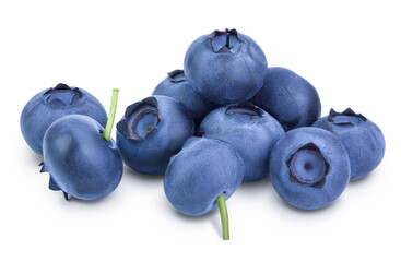 fresh blueberry isolated on white background closeup with clipping path and full depth of field