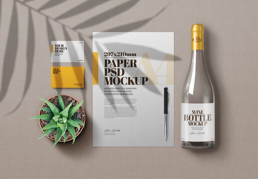 Stationery Mockup Business Card And Wine