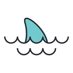 Fototapeta na wymiar Shark fin vector icon. Shark danger concept isolated symbol. Marine logo.