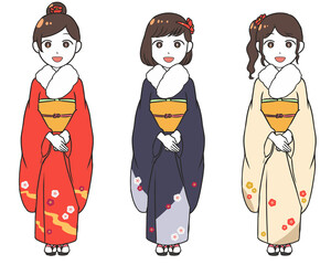 振袖の女性　笑顔　ファー