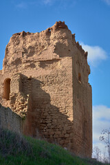 Muslim castle ruins in the village of Valderas in the region of Tierra de Campos, Spain.