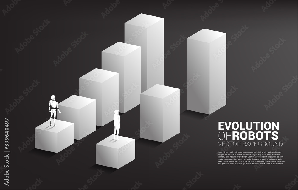 Poster Non fair racing of human and robot. Business concept for machine learning and a.i artificial intelligence.human vs. robot.