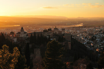 Alhambra Palace, Granada, Andalusia in December 2020
