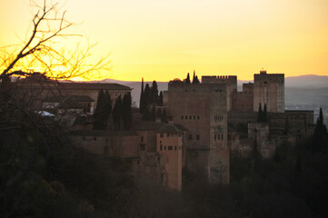 Alhambra Palace, Granada, Andalusia in December 2020