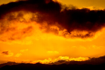 Fire in the Sky, Sunset, horizon, clouds, dark