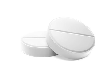 Realistic round tablets isolated on white background. Vector illustration. Can be used for medical and cosmetic. EPS10.	
