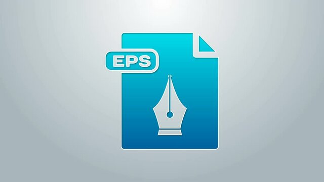 Blue line EPS file document. Download eps button icon isolated on grey background. EPS file symbol. 4K Video motion graphic animation