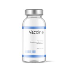 Transparent glass ampule for vaccine injections mockup. Vector illustration isolated on white background. Can be use for medicine, cosmetic and other. Ready for your design. EPS10.	