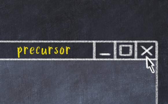 Concept of dealing with problem. Chalk drawing of closing browser window with caption precursor