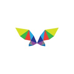 Butterfly silhouette with low poly logo design vector
