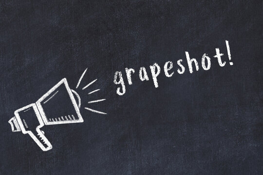 Chalk sketch of loudspeaker and inscription grapeshot