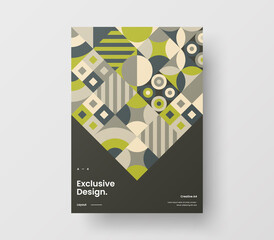 Abstract Bauhaus geometric pattern background vector brochure template. Minimalistic artwork design layout. Scandinavian style corporate identity Bauhaus pattern background report cover illustration.