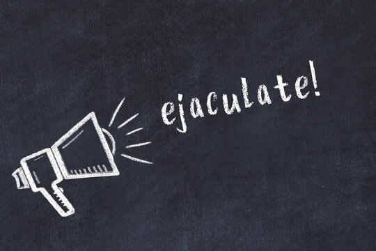 Chalk sketch of loudspeaker and inscription ejaculate