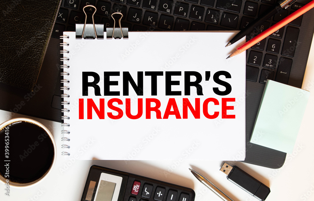 Poster Notebook with Tools and Notes about RENTER INSURANCE.