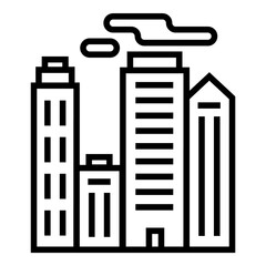 Skyscrapers Office Buildings Flat Icon Isolated On White Background