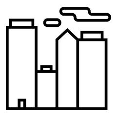 Skyscrapers Office Buildings Flat Icon Isolated On White Background