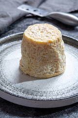 Cheese collection, French soft Chabichou of Poitou cheese made from goat milk in region Nouvelle-Aquitaine, France
