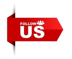 red vector illustration banner follow us