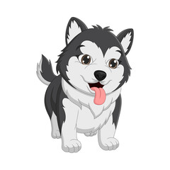 Cute baby dog cartoon on white background