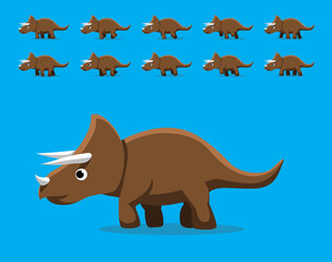 Animal Animation Sequence Dinosaur Triceratops Walking Cartoon Vector