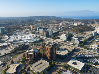 Aerial view of UTC, University City large residential and commercial district next to the University of California, San Diego, California, USA. December 1st, 2020