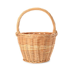 Fototapeta na wymiar Wicker basket with handle isolated on white