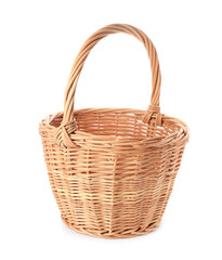 Obraz premium Wicker basket with handle isolated on white