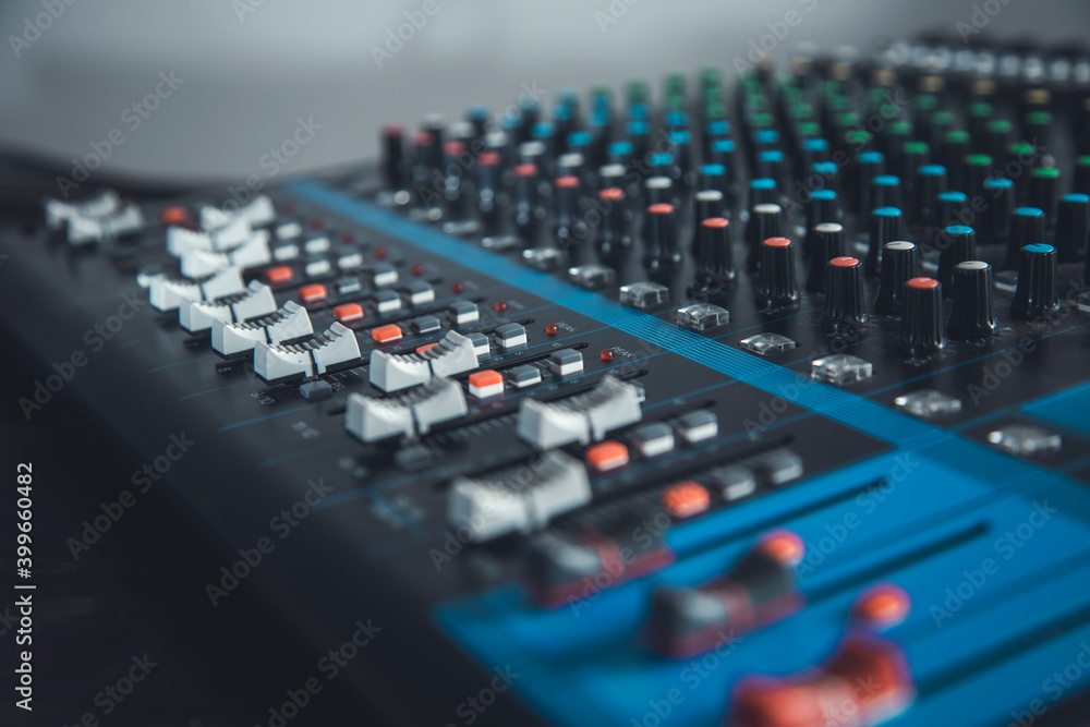 Wall mural Sound recording studio mixing desk.