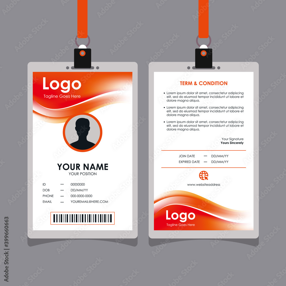 Poster abstract smooth red wavy id card design with blurry mesh background element, professional identity c