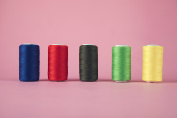 Spools with threads of different colors