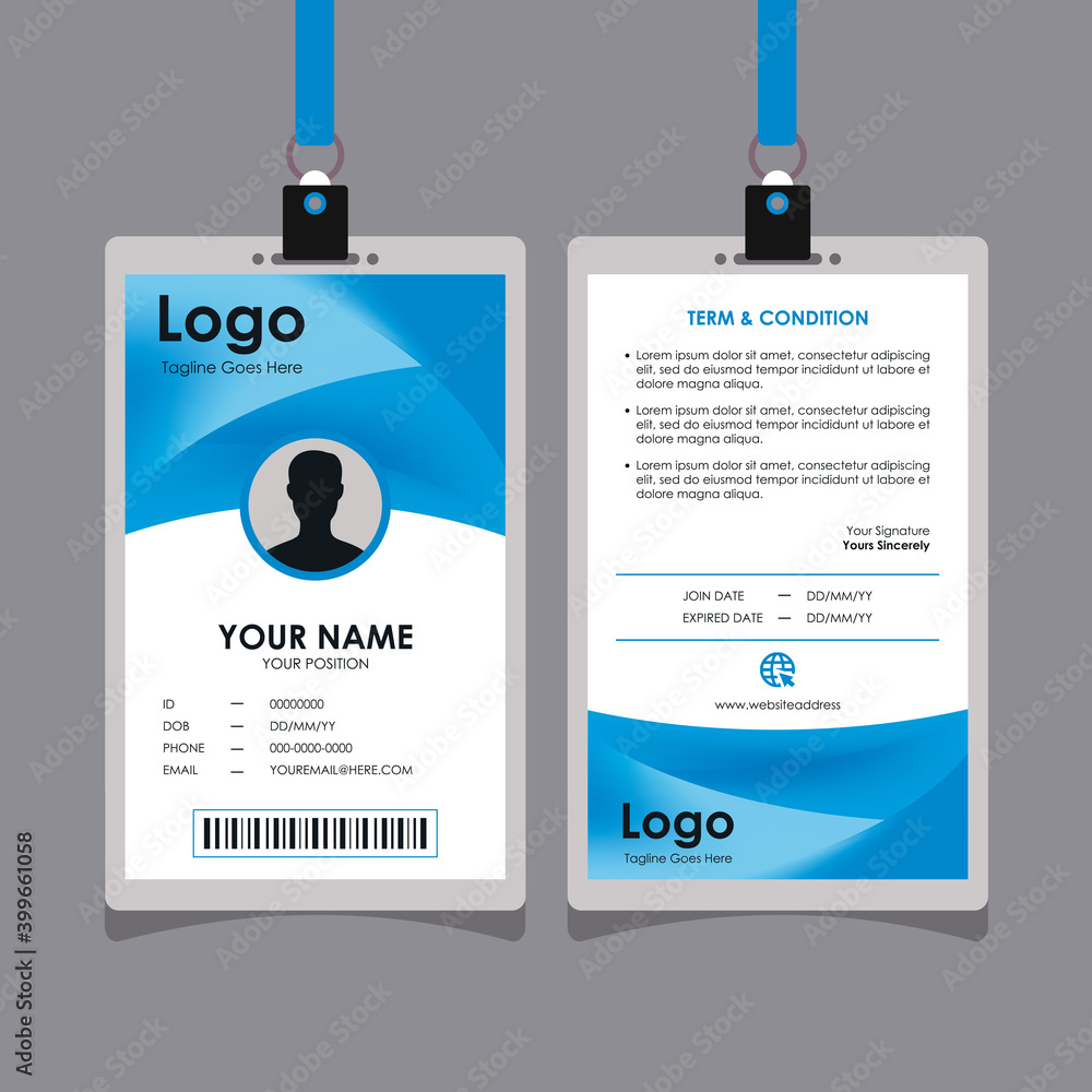 Aufkleber abstract blue id card design with blurry mesh background element, professional identity card templat