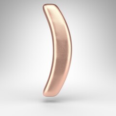 Right round bracket symbol on white background. Matte copper 3D rendered sign with shiny metallic texture.