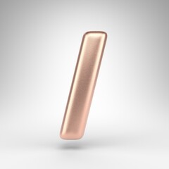 Forward slash symbol on white background. Matte copper 3D rendered sign with shiny metallic texture.