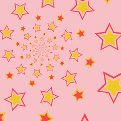 Obraz premium Cute retro stars on a twirl digital vector art.
