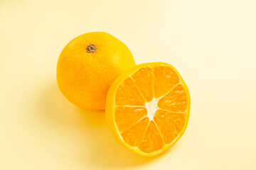 front view fresh tangerine slice on white background fruit photo citrus orange color fresh free...