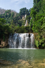 Fototapeta na wymiar Beautiful Deep Forest Waterfall and River Stream in Thailand.