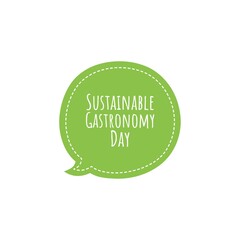 Illustration about sustainable gastronomy. Green Lettering