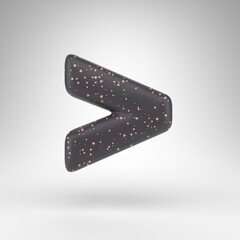 More than symbol on white background. Black matte 3D rendered sign with copper dots texture.