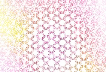 Light red, yellow vector background with bubbles.