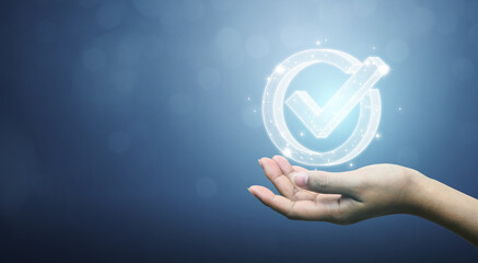 Standard quality control certification assurance guarantee. Concept of internet business technology...
