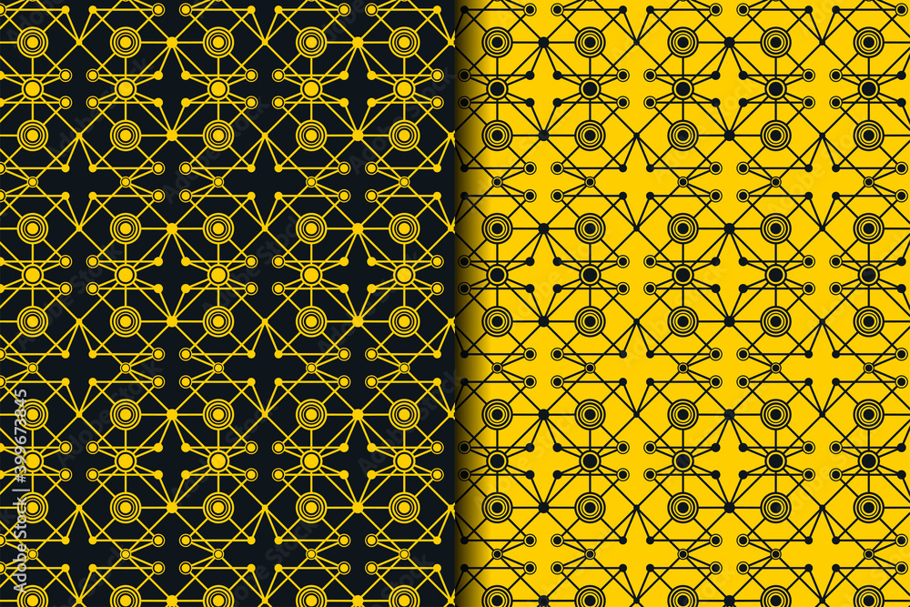 Poster vector of seamless pattern. network of bright connected dots and lines. abstract dynamic wave of man