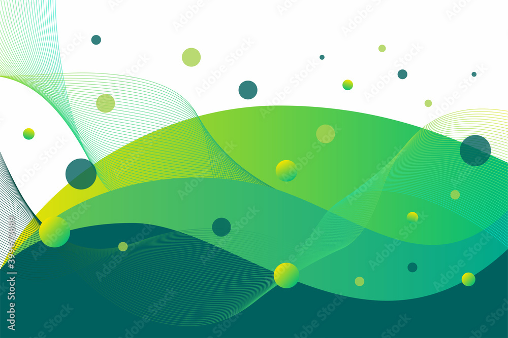 Poster abstract geometric background use horizontal layout. combination green gradient and white. wave styl