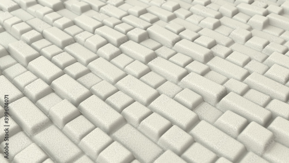 Poster abstract background with beige cubes, geometric low-poly installation. geometric bricks shapes with 