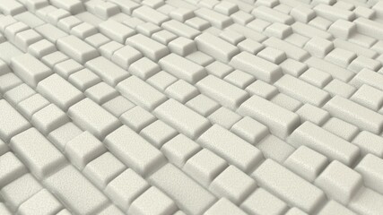 Abstract background with beige cubes, geometric low-poly installation. Geometric bricks shapes with rounded edges. Modern background template for documents, reports and presentations. 3d rendering