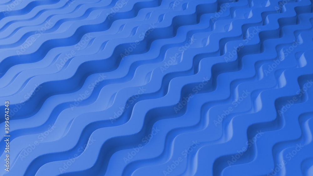 Poster abstract background with blue wavy lines. abstract cut paper stripes. sci-fi futuristic. modern back
